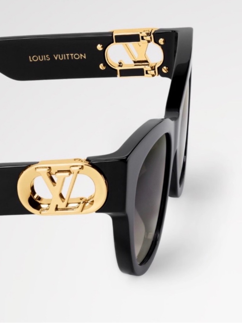 Louis Vuitton Black Sunglasses with Gold LV Medallions - Picture 3 of 9